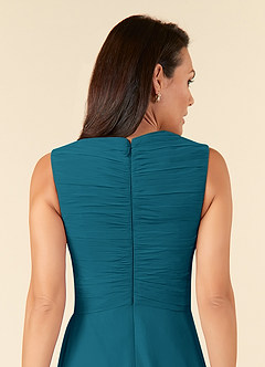 Azazie Theron Mother of the Bride Dresses Ink Blue A-Line V-Neck Pleated Chiffon Dress image5