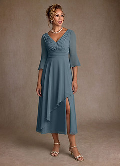 Azazie Aerynne Mother of the Bride Dresses Twilight A-Line Pleated Chiffon Dress image4