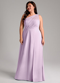 Azazie Phaedra Jurken voor bruidsmeisjes Jurk van Chiffon met A-Lijn One-Shoulder Frosted Lila image16