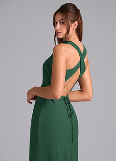 Azazie Evadne 신부 들러리 드레스 쉬스 주름진 쉬폰 발목 길이 드레스 image7