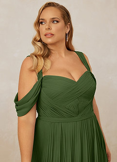 Christian Siriano Bridal for Azazie 1013 Bridesmaid Dresses Olive A-Line Off the Shoulder Chiffon Dress image14