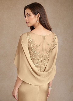 Azazie Hera Mother of the Bride Dresses Champagne A-Line Lace Stretch Satin Dress image6