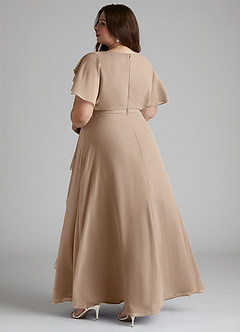 Azazie Aaliyah vestidos de dama de honor modestos Vestido de Corte En A Plisado Scoop Hasta el suelo Gasa image9