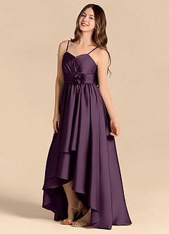 Azazie Catalina Junior Plum A-Line Sweetheart Neckline Stretch Satin Dress image7