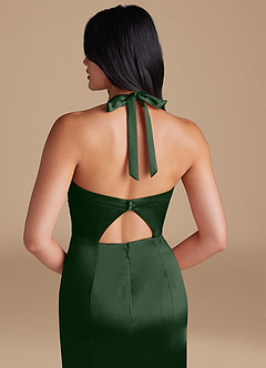 Azazie Emeria Robes de demoiselle d'honneur Robe Fourreau en Satiné métallisé Fente Latérale Eucalyptus image4