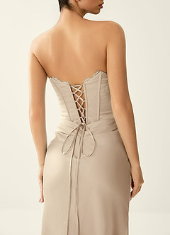 Fiammetta Champagne Lace Corset Stretch Satin Mermaid Prom Dress image7