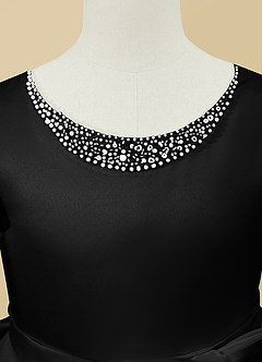 Azazie Jewel Flower Girl Dresses Black Ball-Gown Pleated Matte Satin Dress image8