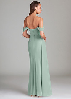 Azazie Amyra Bridesmaid Dresses Agave Sheath Off the Shoulder Chiffon Convertible Dress image4