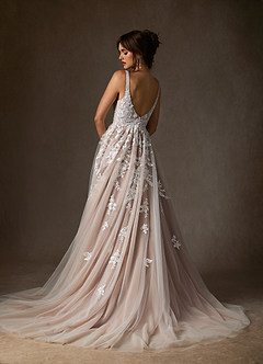 Azazie Sorella Vestidos de novia Vestido de Blanco Diamante Caramelo de Tul de Corte en A con Lentejuelas image2