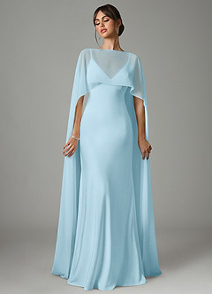 Azazie Stefania Bridesmaid Dresses Sky Blue A-Line Stretch Satin Dress image1