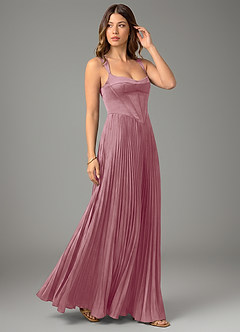 Azazie Avenelle Bridesmaid Dresses Vintage Mauve A-Line Corset Stretch Satin Dress image5