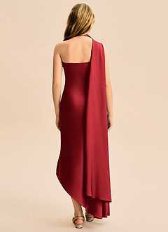 Azazie Briony Junior Etui Plissee Stretch-Satin Kleid Granatapfelrot image2