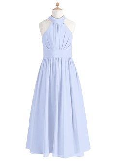 Azazie Iman Junior Ice A-Line Pleated Chiffon Dress image6
