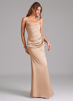 Azazie Lucille Bridesmaid Dresses English Rose Mermaid Strapless Stretch Satin Convertible Dress image5