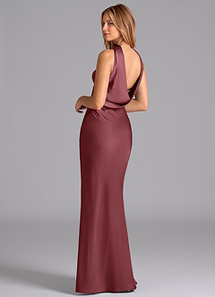 Azazie Lusinda Bridesmaid Dresses Desert Rose Mermaid Strapless Stretch Satin Dress image2
