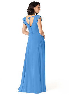 Azazie Claudine Bridesmaid Dresses Blue Jay A-Line Flutter Sleeve Chiffon Dress image5