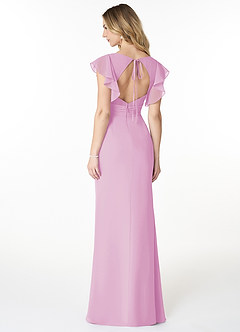 Azazie Val Bridesmaid Dresses Candy Pink Mermaid V-Neck Keyhole Chiffon Dress image2