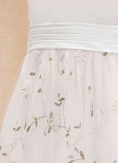 Azazie Pollie Flower Girl Dresses Ivory White A-Line Bow Tulle Dress image14