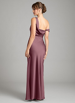 Azazie Madelyn Robes de demoiselle d'honneur Robe Sirène Convertible en Satin extensible Asymétrique Améthyste image2