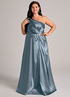 Azazie Brooke Bridesmaid Dresses Twilight A-Line One Shoulder Metallic Satin Dress image10