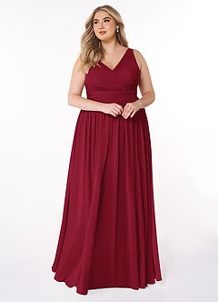 Azazie Kora Bridesmaid Dresses Burgundy A-Line Pleated Chiffon Dress image10