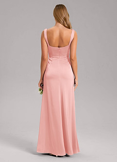 Azazie Frostine Bridesmaid Dresses Powder Pink A-Line Bow Stretch Satin Dress image8