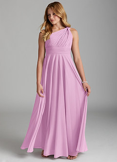 Azazie Charlize Junior A-Linie Gittergewebe Kleid Bonbonrosa image4