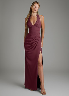 Azazie Tina Brautjungfernkleider Meerjungfrau-Linie Korsett Chiffon Kleid Cabernetrot image1