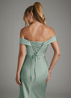 Azazie Hayden Bridesmaid Dresses Agave Mermaid Corset Stretch Satin Dress image7