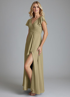 Azazie Omari Bridesmaid Dresses Moss Green A-Line Chiffon Dress image4