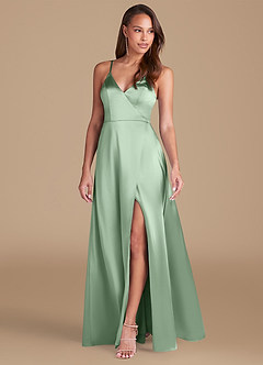 Azazie Maksim Vestidos de madrinha de casamento Vestir Matchá de Cetim Metálico de Linha A image4