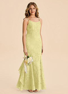 Azazie Lioren Junior Robe Sirène en Floral Burnout Drapé Sorbet Citron image4