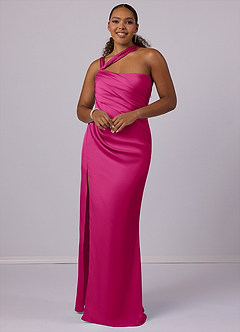 Barbie ♥ Azazie Bridesmaid Dresses Mermaid One Shoulder Stretch Satin Floor-Length Dress image6