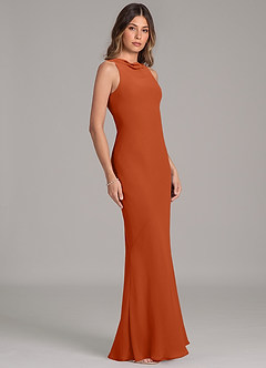 Azazie Allettie Brautjungfernkleider Meerjungfrau-Linie Chiffon Kleid Gebranntes Orange image5