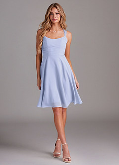 Azazie Vina Bridesmaid Dresses Lavender A-Line Lace Chiffon Dress image3