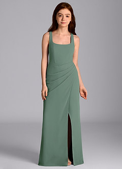 Azazie Mero Junior Eucalyptus Mermaid Pleated Chiffon Dress image6
