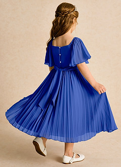Azazie Gisele Abiti da Ragazza di Fiori Abito A-Line in Chiffon Plissettato Blu Reale image3