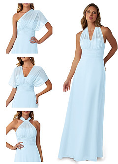 Azazie Fifi Bridesmaid Dresses Sky Blue A-Line Strapless Chiffon Convertible Dress image7