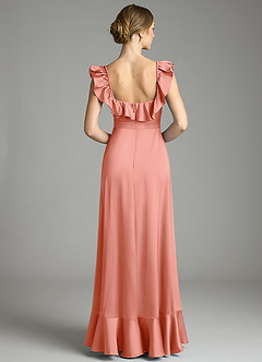 Azazie Lyra Bridesmaid Dresses Coral A-Line Off the Shoulder Stretch Satin Convertible Dress image8