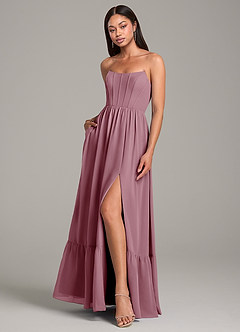 Azazie Kailee Bridesmaid Dresses Vintage Mauve A-Line with Pockets Chiffon Dress image4