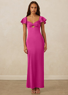 Christian Siriano Bridal for Azazie 1005 Bridesmaid Dresses Fuchsia Sheath Sweetheart Neckline Stretch Satin Dress image1