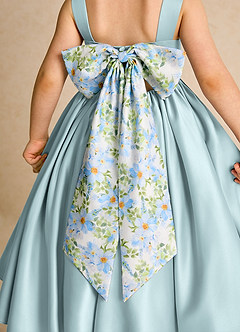 Azazie Doodlebug vestidos de niña de las flores Vestido de Neblina de Satin Mate de Corte En A con Lazo image5