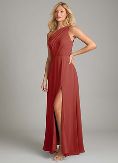 Azazie Phaedra Bridesmaid Dresses Terracotta A-Line One Shoulder Chiffon Dress image5