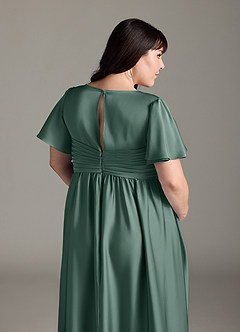 Azazie Verna Robes de demoiselle d'honneur de maternité Robe Trapèze Rayé Longueur ras du sol Satin extensible image10