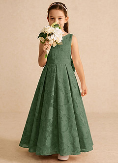 Azazie Pipssy Flower Girl Dresses Eucalyptus A-Line Pleated Floral Burnout Dress image3