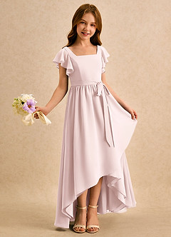 Azazie Milly Girls Formal Blumenmädchenkleider A-Linie Plissee Chiffon Kleid Zartrosa image1