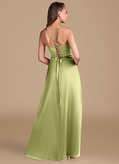 Azazie Maksim Final Sale Pistachio A-Line Metallic Satin Dress image5