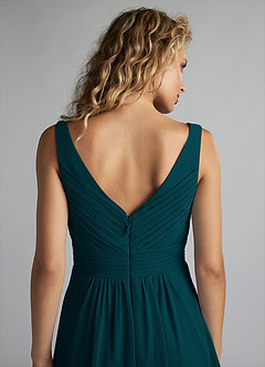 Azazie Grace Robes de demoiselle d'honneur Robe Trapèze en Mousseline de soie Plissée Vert Pin image6