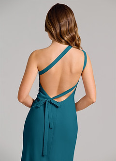 Azazie Monroe Bridesmaid Dresses Ink Blue Sheath One Shoulder Chiffon Dress image6