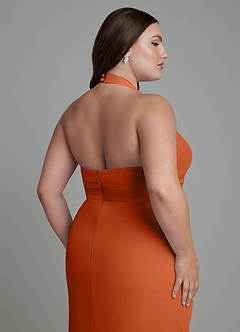 Azazie Jemma Brautjungfernkleider Etui Plissee Chiffon Kleid Gebranntes Orange image8